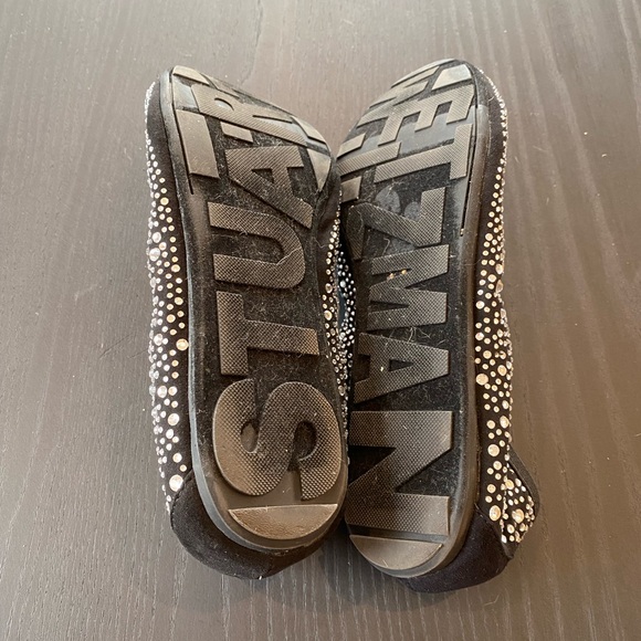 Stuart Weitzman Girls Black Fannie Crystal Ballet Flats Size 4 - Picture 4 of 6